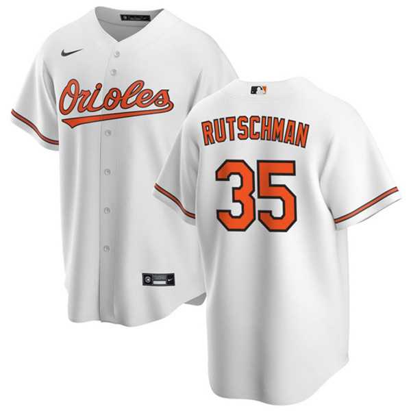 Mens Baltimore Orioles #35 Adley Rutschman White Cool Base Stitched Jersey Dzhi